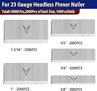 Vista 4 de HAMWOO - Clavos de acero inoxidable de calibre 23, clavos sin cabeza, varios tamaños para moldear gabinetes, marcos de fotos, manualidades