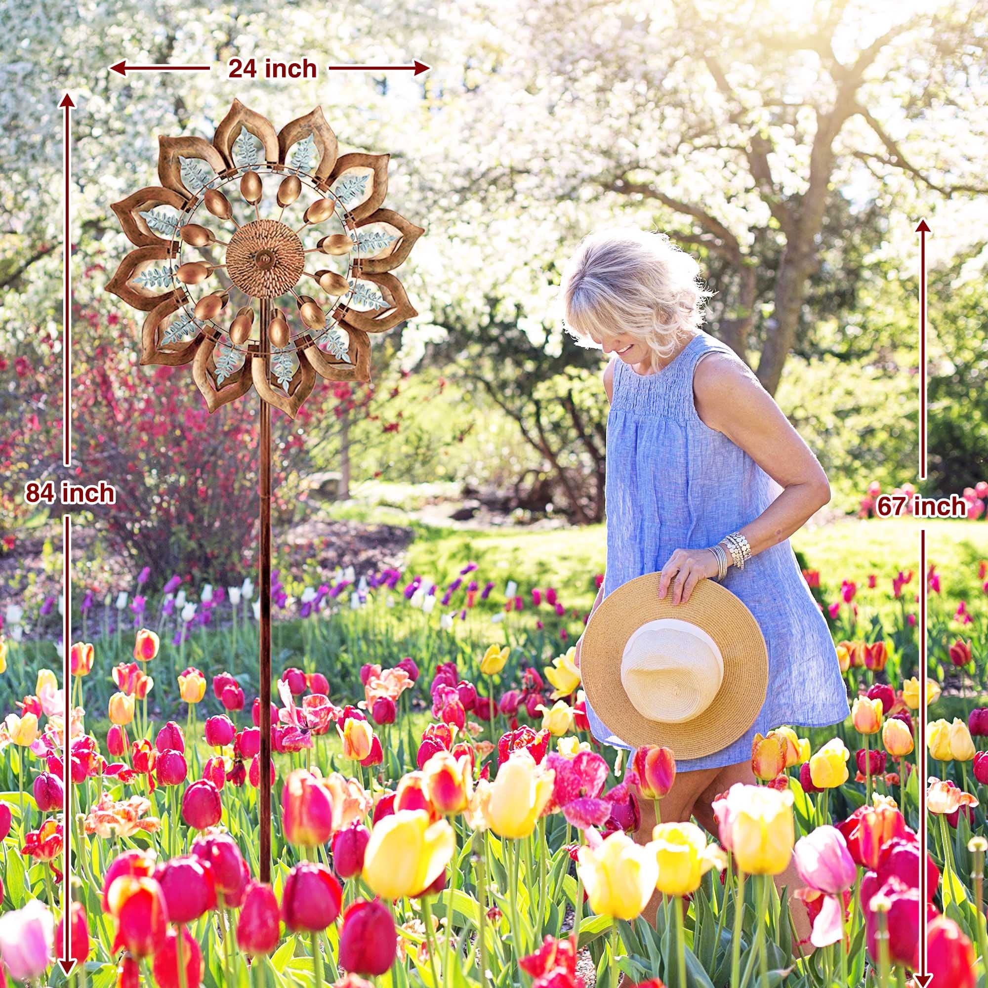Molinillo De Viento De Flor De Cerezo Para Jardín – Decoración Rosa De 67 Cm Con Mástil De 50 Cm, Juguete Al Aire Libre Para Niños, Ideal Para Bodas Y Fiestas