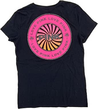 T-shirt Campus Noir Victoria's Secret PINK - Blason Indiana University IU, Manches Longues - Neuf Avec étiquettes
