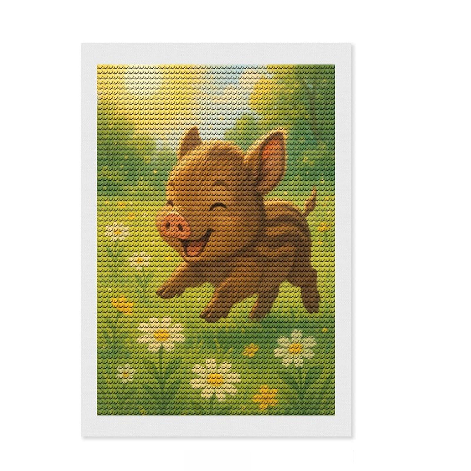 Junmoney Happy Piglet in A Meadow Crystal Diamond Art Kit 8"x12", Wall Art Gift, Aesthetic Room Decor, Modern Decor, Decorative Artwork