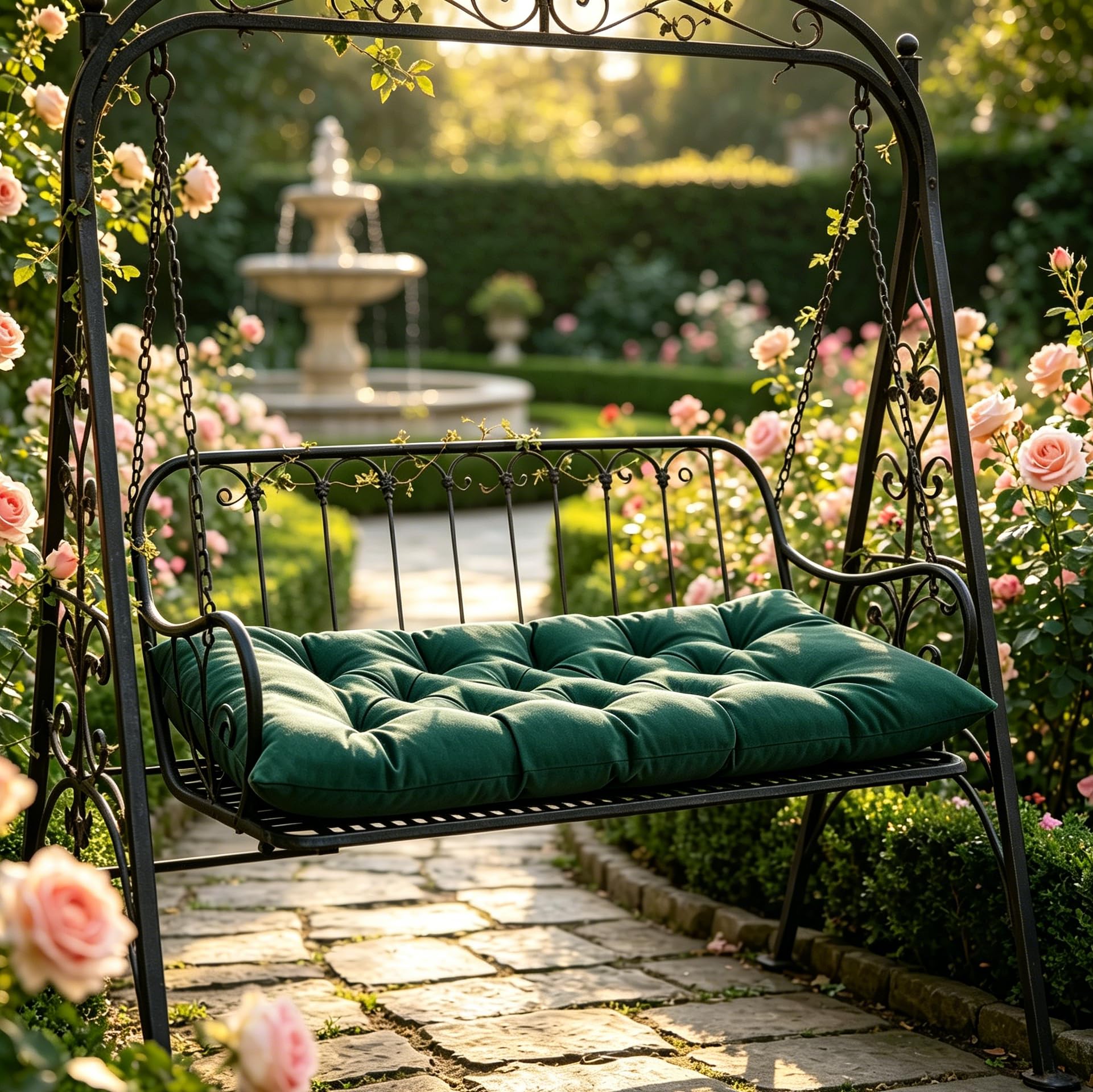 Cuscino per panchina, cuscino da panca per interno e esterno, idrorepellente, cuscino per panca da giardino e dondolo Hollywood (Verde scuro, 150 * 50 * 8 cm)