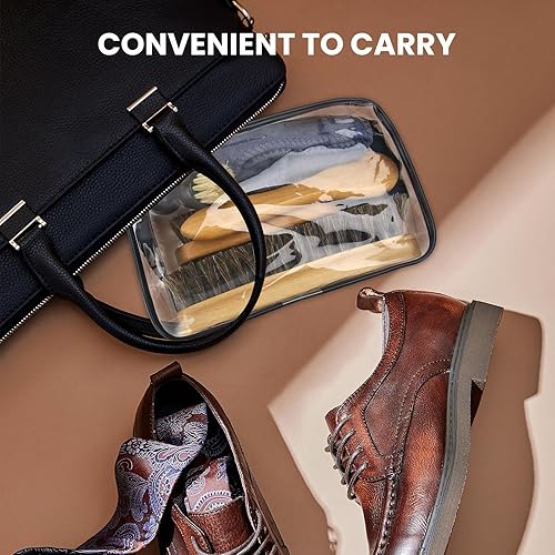 Miniatura 7 de IKI Deluxe 5-Piece Shoe Polishing Horsehair Brush Set, Leather Shoe and Boot Care Brush, Suede Leather Cleaning Brush with Microfiber Cloth