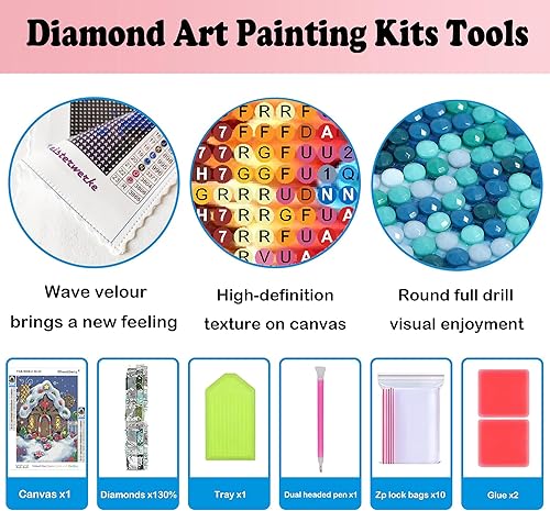 Miniatura 6 de Rheskbecy Kits de pintura de diamantes de Navidad para adultos, caramelos, casa de campo, arte de diamantes para principiantes, redondos, puntos de