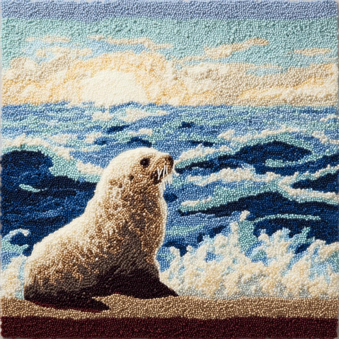 Kitquiver Y Animal Di Latch Hook Kit Fantas Seal Latch Hook Kit Pillow Di Rug Crochet Hook Cushion Making Kits With Preprinted Pattern Canvas 17X17in