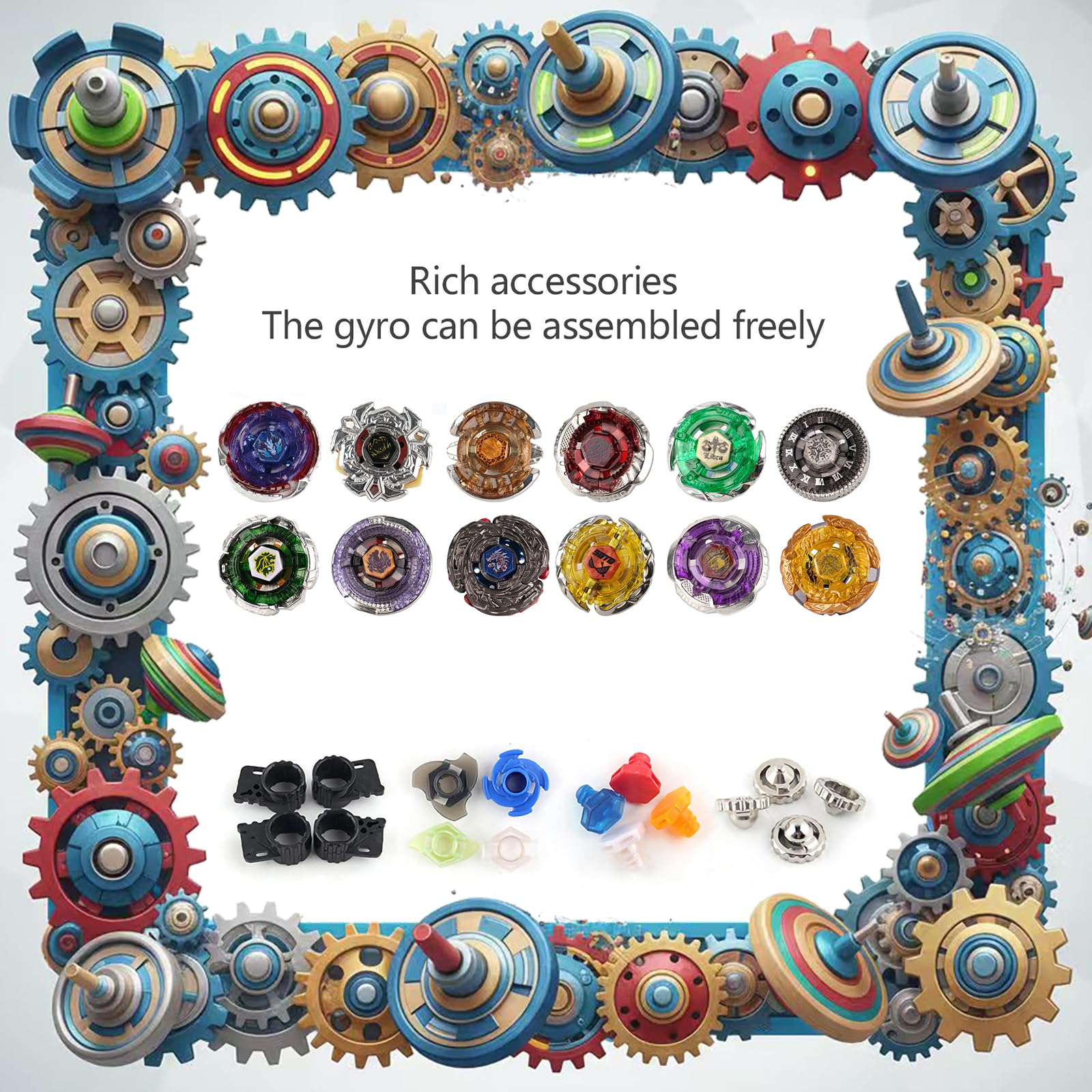 12 Stück Starter Kampfkreisel Set, Gyros Kreisel 4D Fusion Kinder Spielzeug Mit Sender und Griff-A