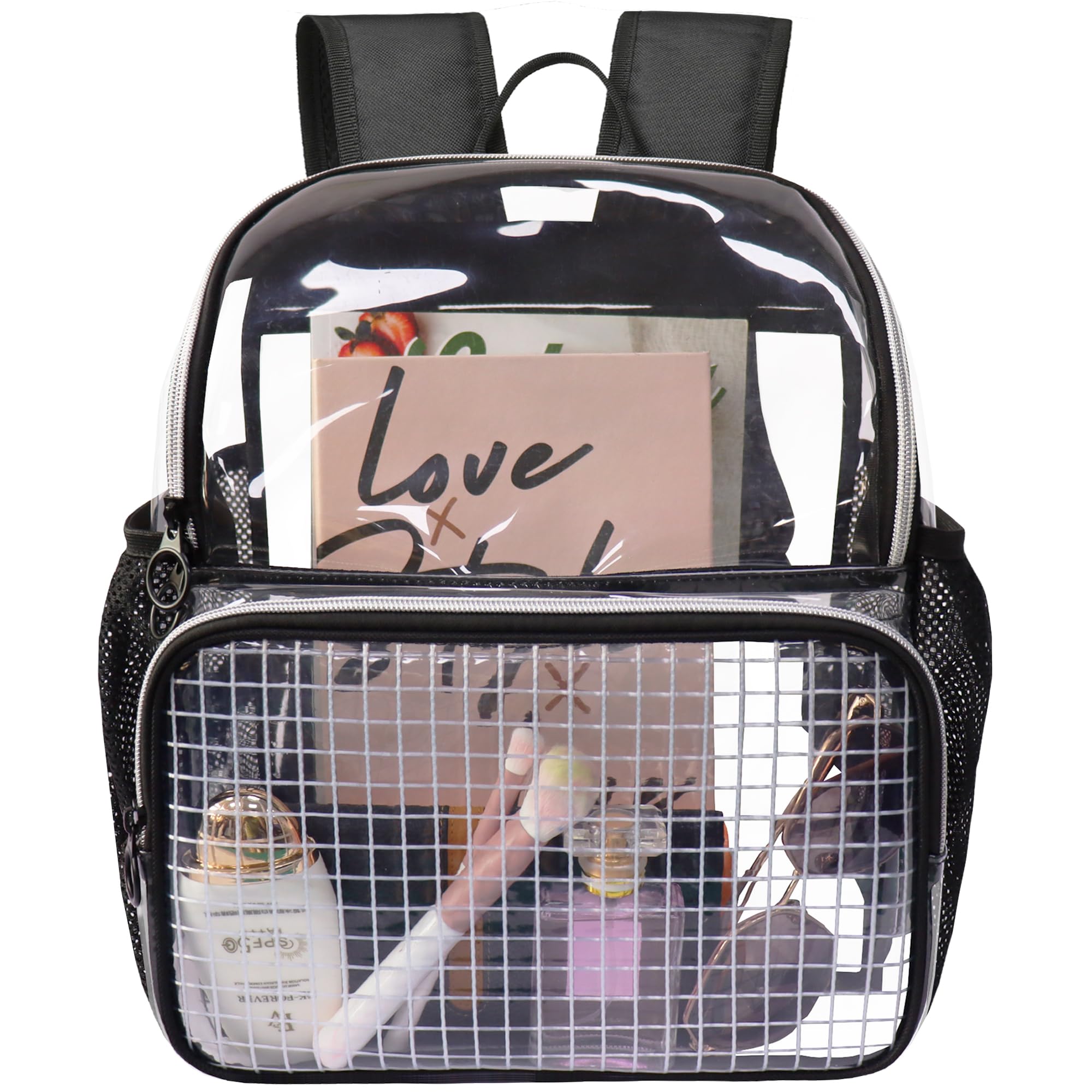 GiMiUiTo Mini Clear Backpack,Stadium Approved Clear Bag12x12x6, Heavy Duty Transparent Bag for Concert Work Sport Games Festival Venues,Black