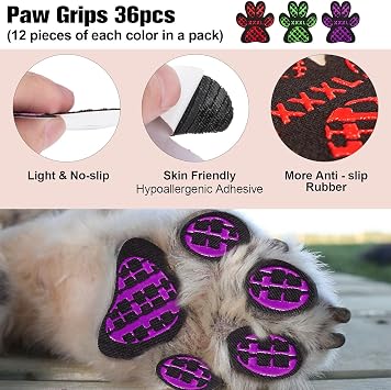 BEAUTYZOO Paw Pads for Dogs Traction, Paw Stickers Anti Slip for Senior Dog | Puppy Foot Pads for Hot/Cold Pavement, Traction Stickers Toe Grips for Hardwood Floors, Socks Replacement, 12 Sets, 36PCS, XL