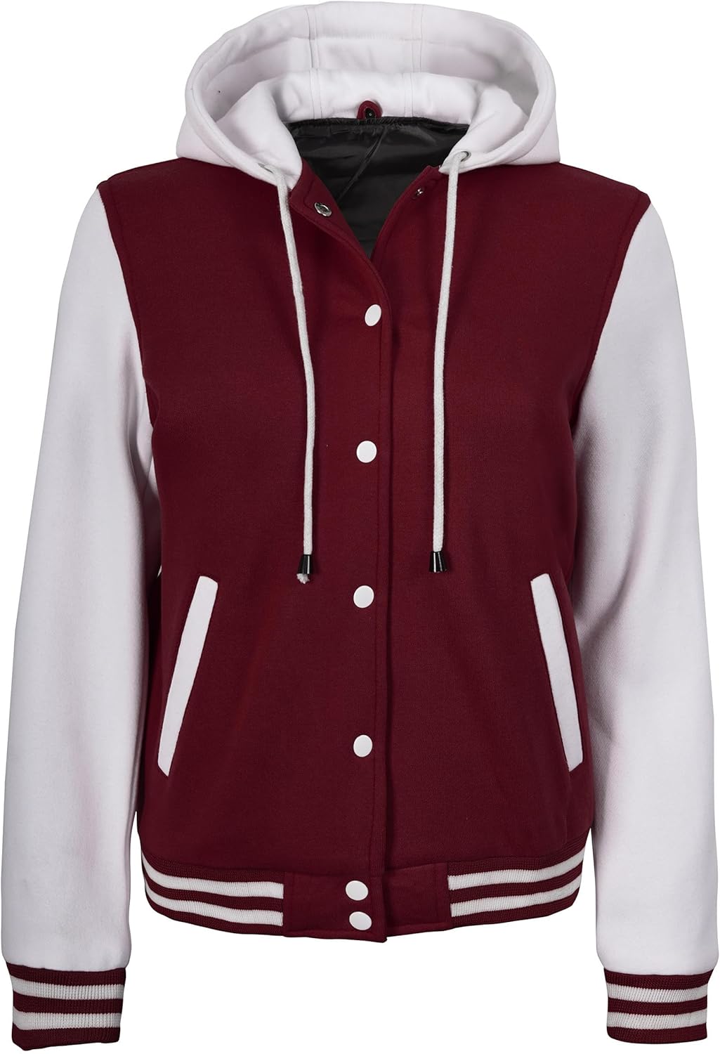 Decrum Hooded Varsity Jacket Women - Soft Fleece Letterman Highschool Baseball Bomber Womens Casual Jackets