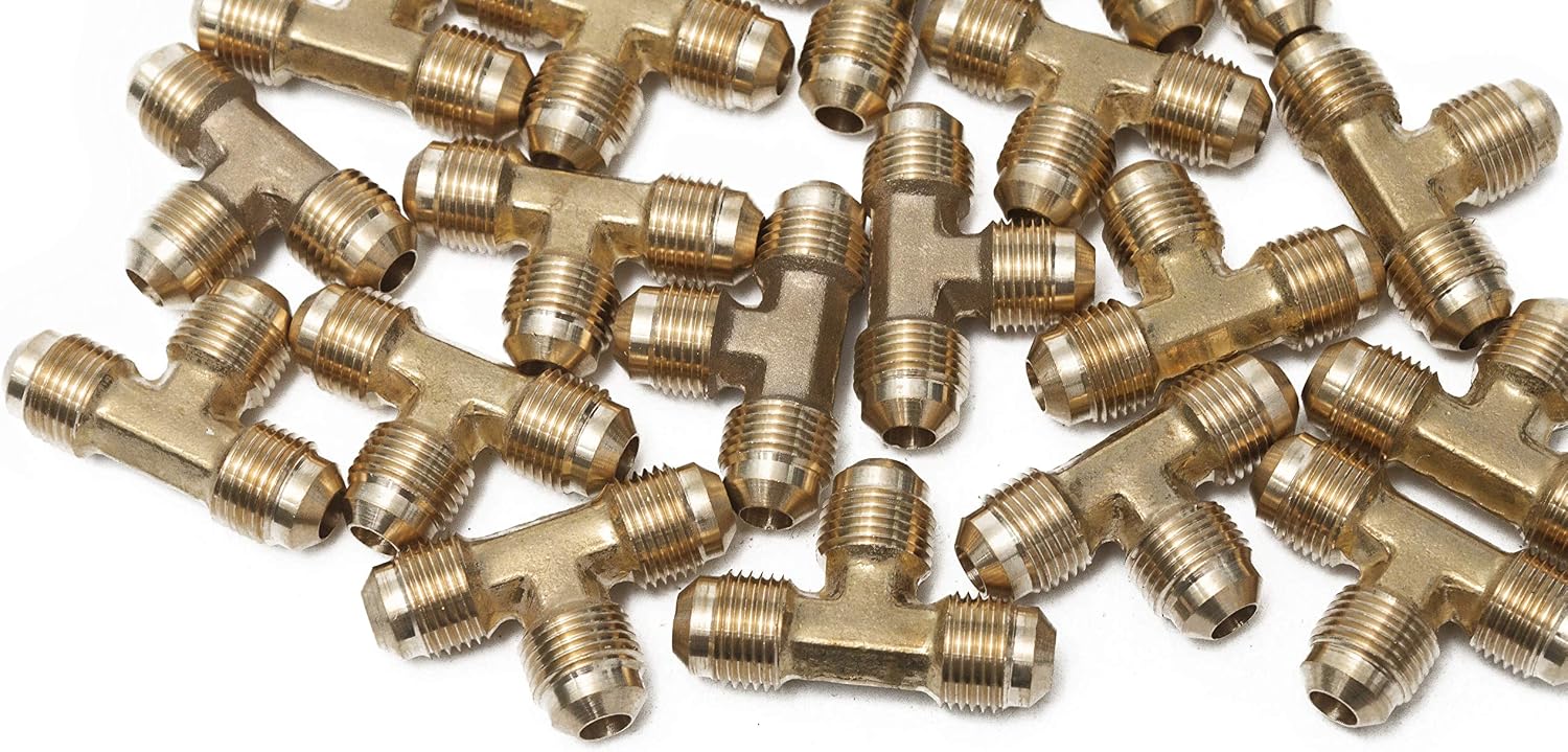LTWFITTING Brass 3/8" OD Flare Tee,Brass Flare Tube Fitting(Pack of 150)