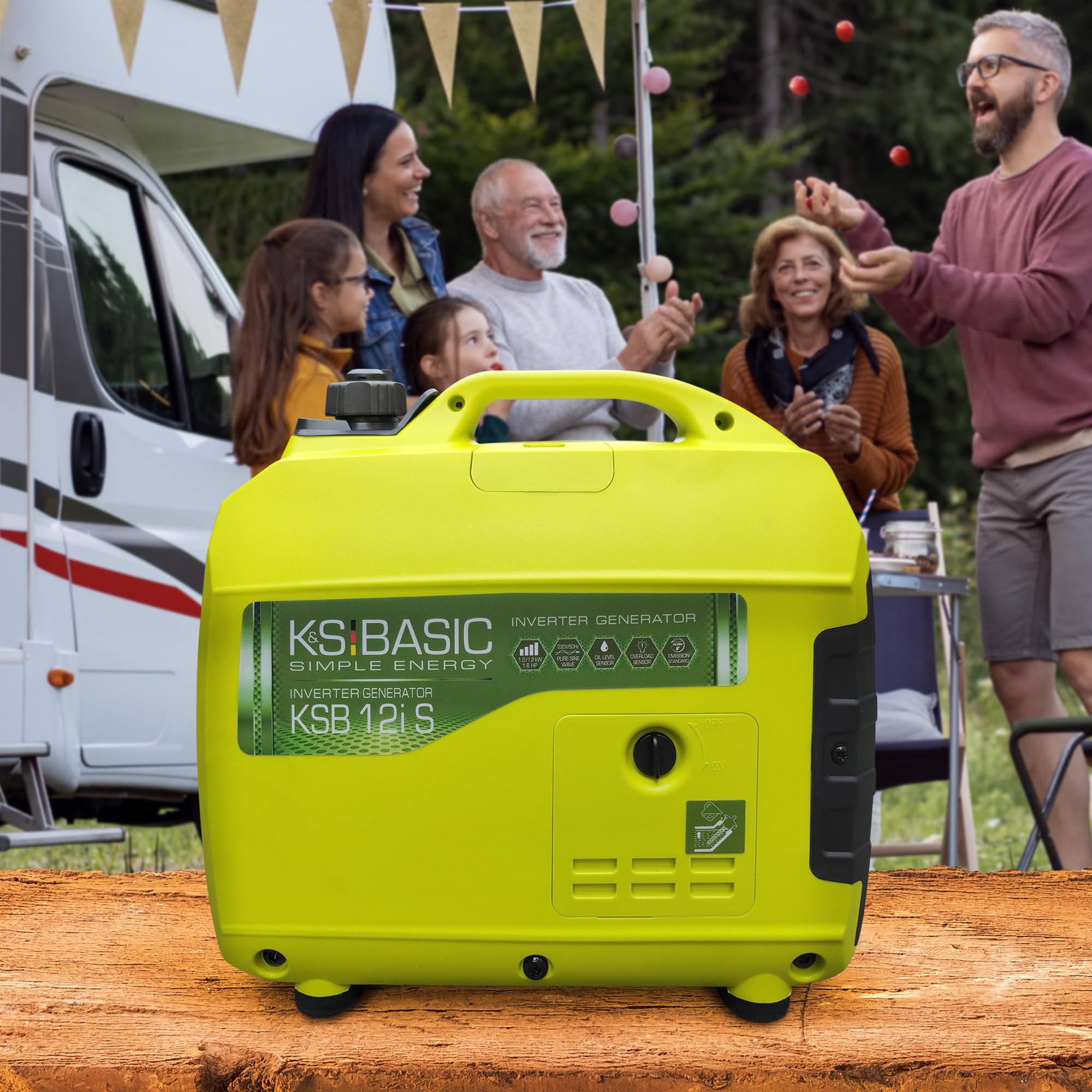 K&S Basic Generador inverter KSB 12i S de corriente kW 1.2, generadores inversores para pesca, camping, salida USB, generador de energía de emergencia de gasolina
