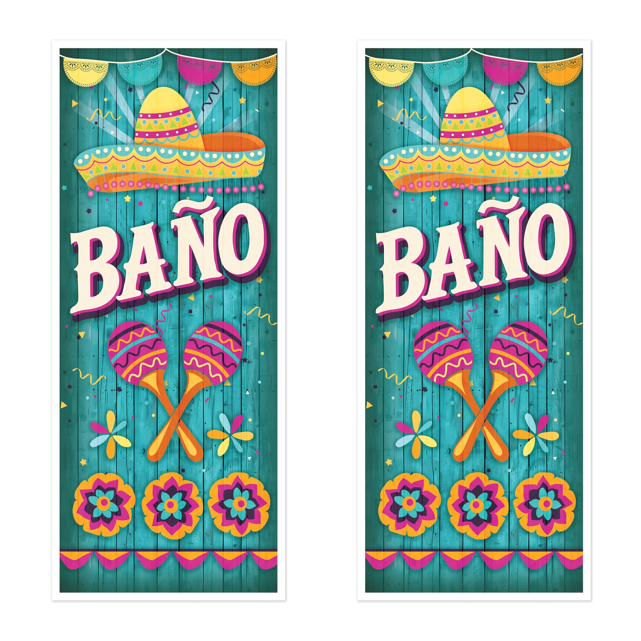 Décoration de fête mexicaine amovible avec lot 2 housses de porte
