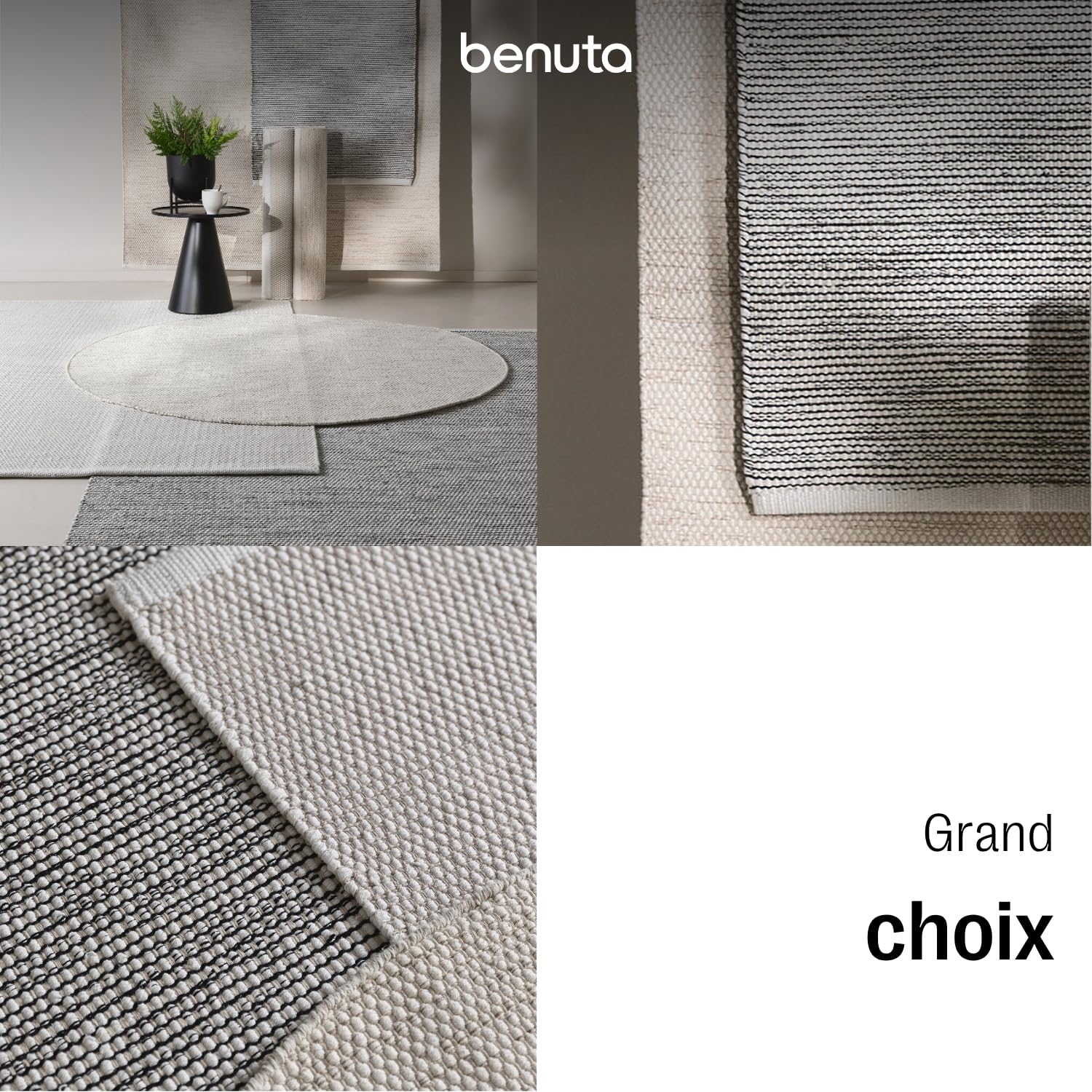 benuta Basic Tapis Coton Tissé à la Main Ron - Crème 80x250 cm - 100% Naturel - Style: Laine, Uni, Minimaliste - Entretien Facile pour Salon, Chambre, Bureau, Couloir