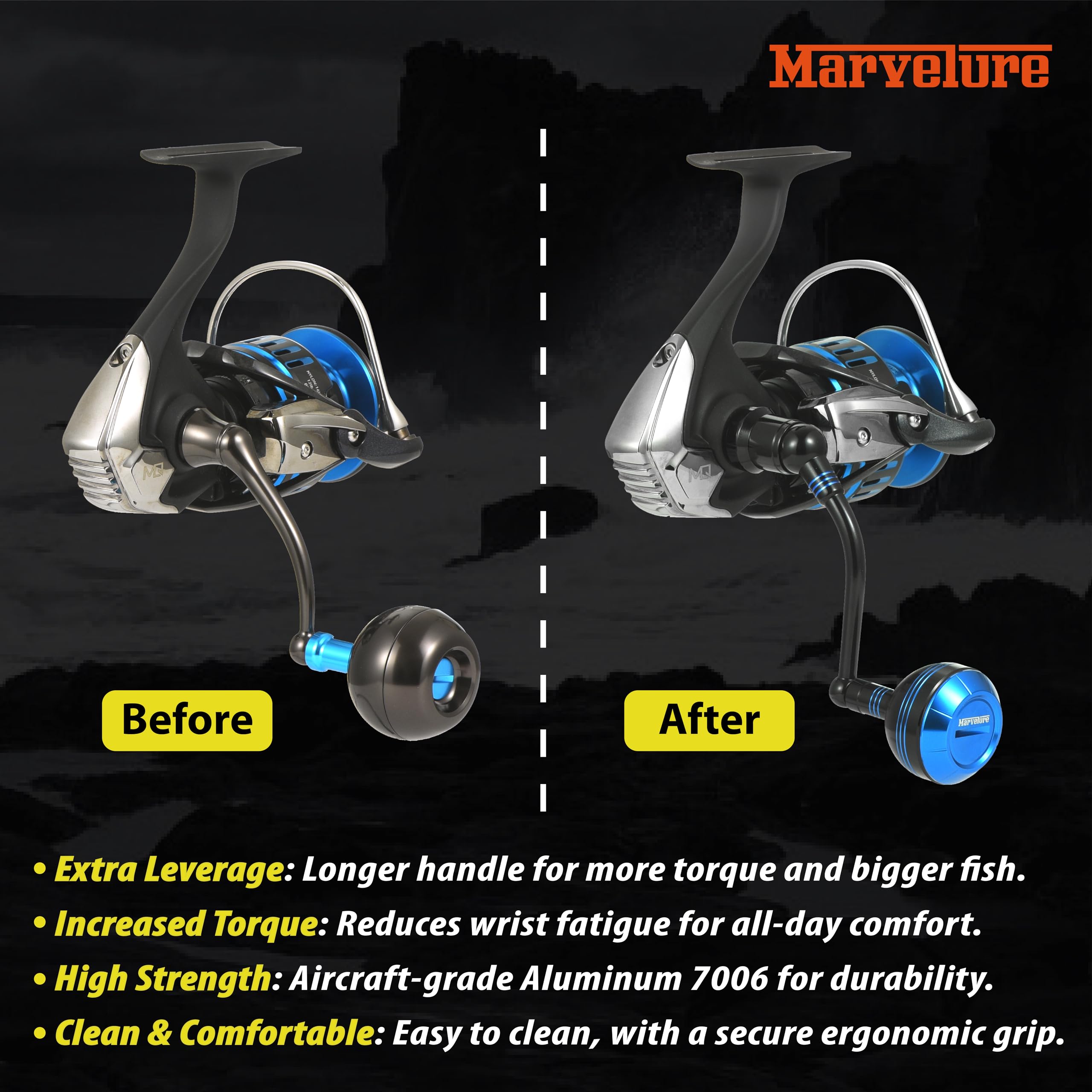 Amazon.com: MARVELURE Power Handle for Daiwa 16 Saltist 2500-5000, 22Saltist MQ 2500-14000 Spinning Reel Replacement Handle (for 22 Saltist MQ 2500-4000 (Classic Version)) : Sports & Outdoors