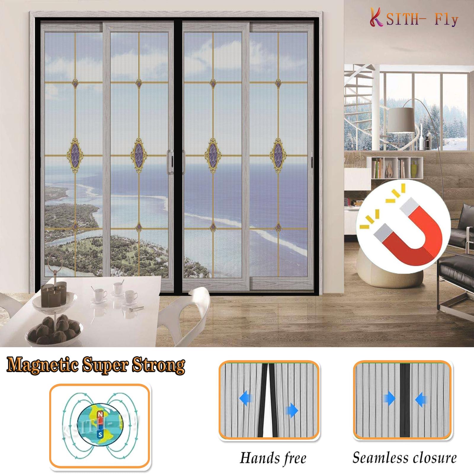 Zanzariera Magnetica Per Porte - 85x225 Cm Bianca, Chiude Automaticamente - Foto 3