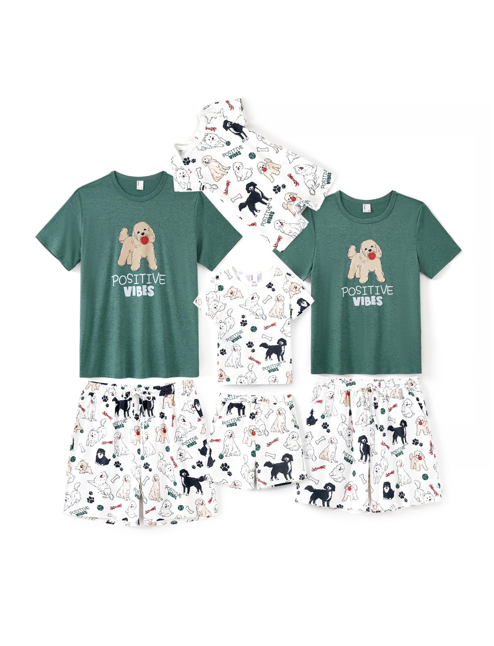 PATPAT Matching Pajamas for Family Mommy and Me Pajamas Cartoon Print Short Sleeve Tops and Shorts Casual Sleepwear Sets