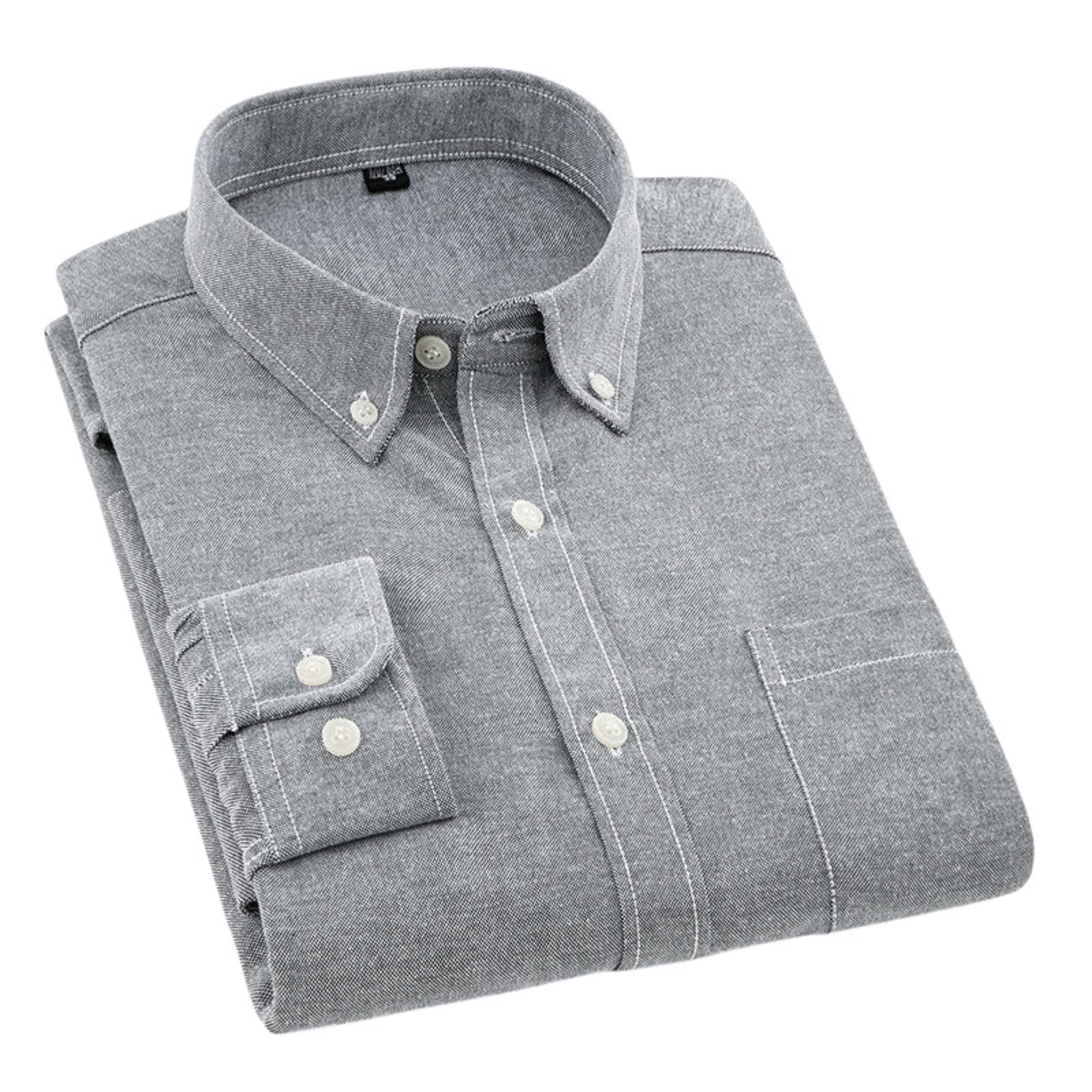 Camicia Oxford da uomo in stile coreano, tinta unita, slim fit, colletto a pizzo, facile da pulire, traspirante