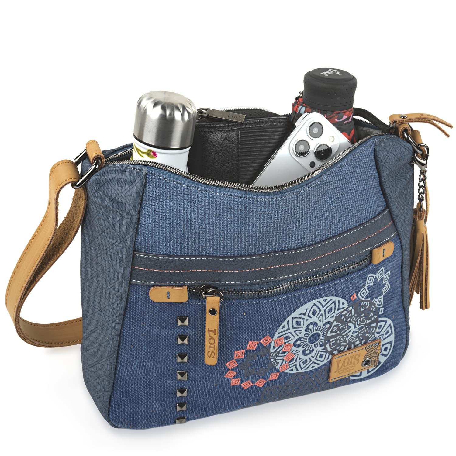 Lois - Bolso Bandolera Mujer - Bolso Mujer Pequeño de Marca - Bolsos Bandolera Mujer de Lona/PU - Bolso Mujer Bandolera de Uso Diario - Bolso Pequeño Mujer Casuales
