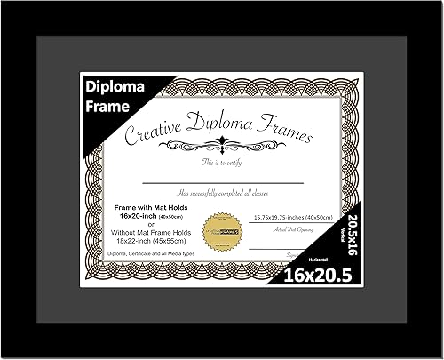 Vista 31 de Creative Picture Frames Marco de diploma negro clásico de 12 x 16 pulgadas con paspartú negro con caballete de vidrio y ganchos de pared instalados