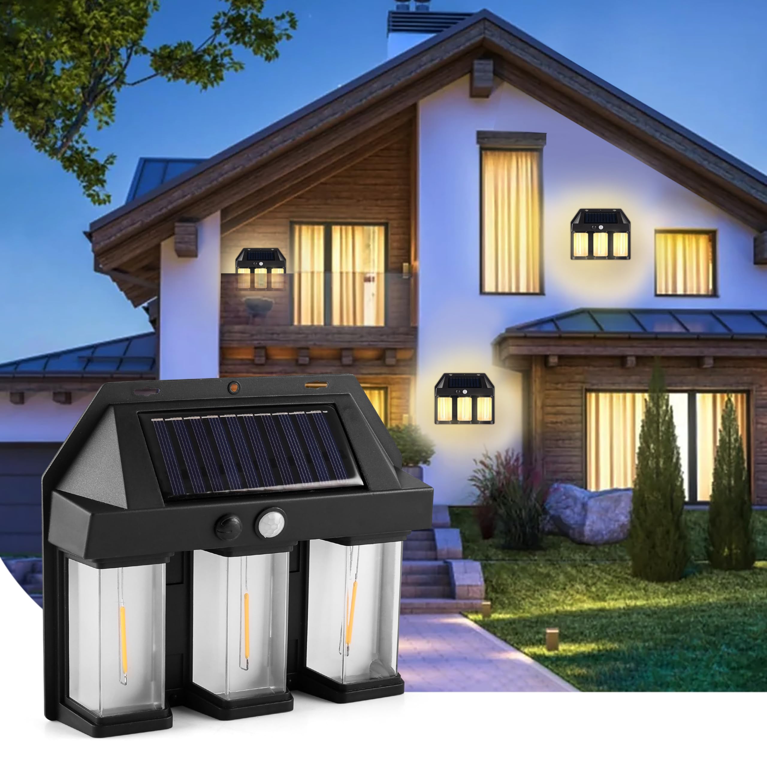 Gesto Solar Wall Light with Motion Sensor Outdoor | IP65 Waterproof Solar LED Light | Auto Day Off & Night On | 3 Lighting Modes | Decorative & Security Wall Lamp for Home, Patio, Yard,Fence & Stairs-image-17