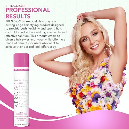 Miniatura 6 de TRI Design Aerogel Hairspray - Spray de acabado capilar de fijación fuerte para volumen y control, peinado flexible para todo tipo de cabello, no