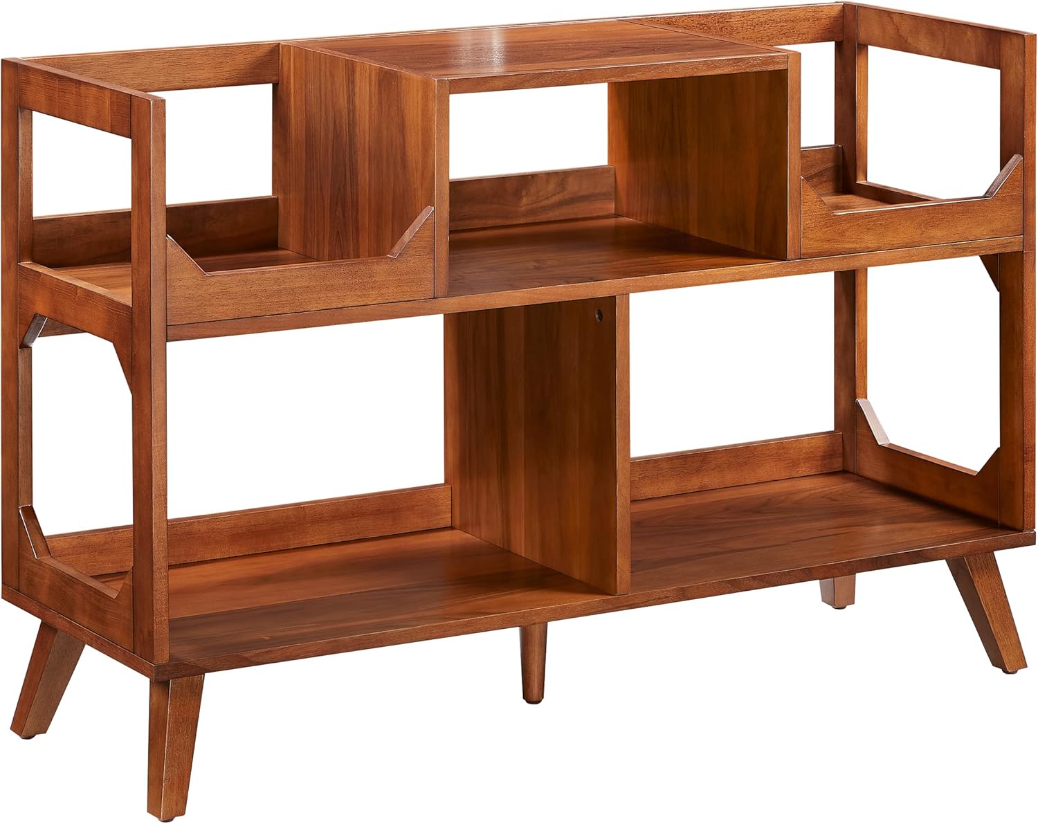 Asheville Walnut Mid-Century Modern Record Storage Console