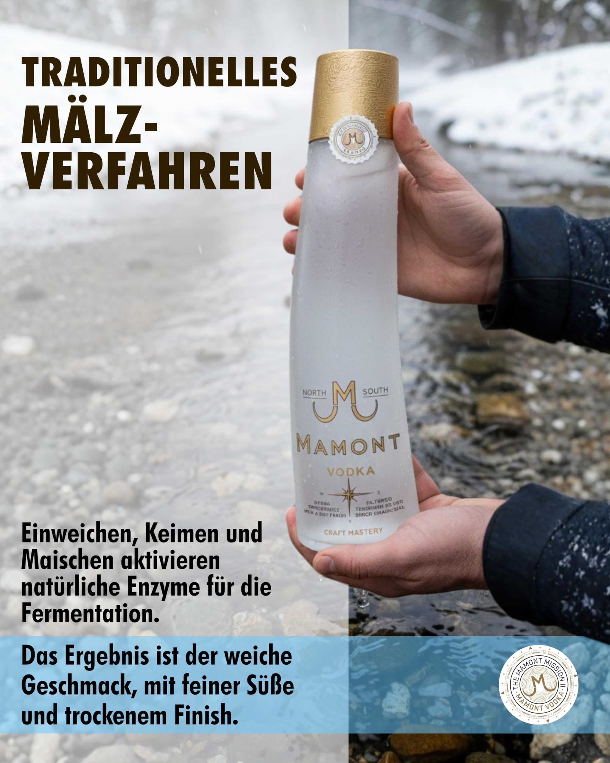 MAMONT Vodka 40% Vol. 700 ml Single Estate Georgien 6-fach destilliert Designflasche