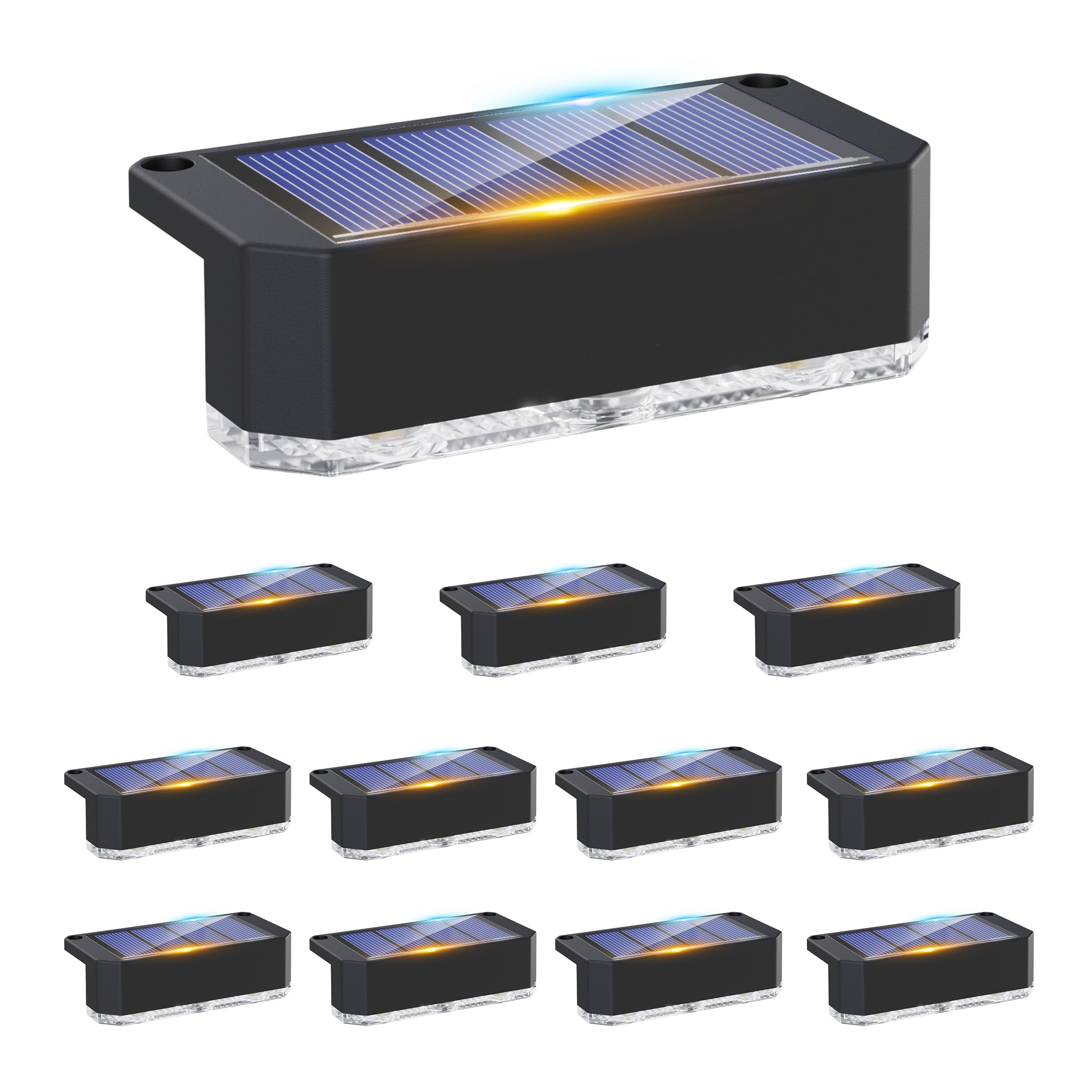 Peasur 12 Pack Solar Fence Lights Outdoor Garden, Solar Powered Step Light