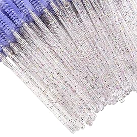 BTYMS 100 Pieces Disposable Eyelash Brush Mascara Wnad Brow Spoolie Brush Lash Applicator Spooly for Lash Extensions - Purple