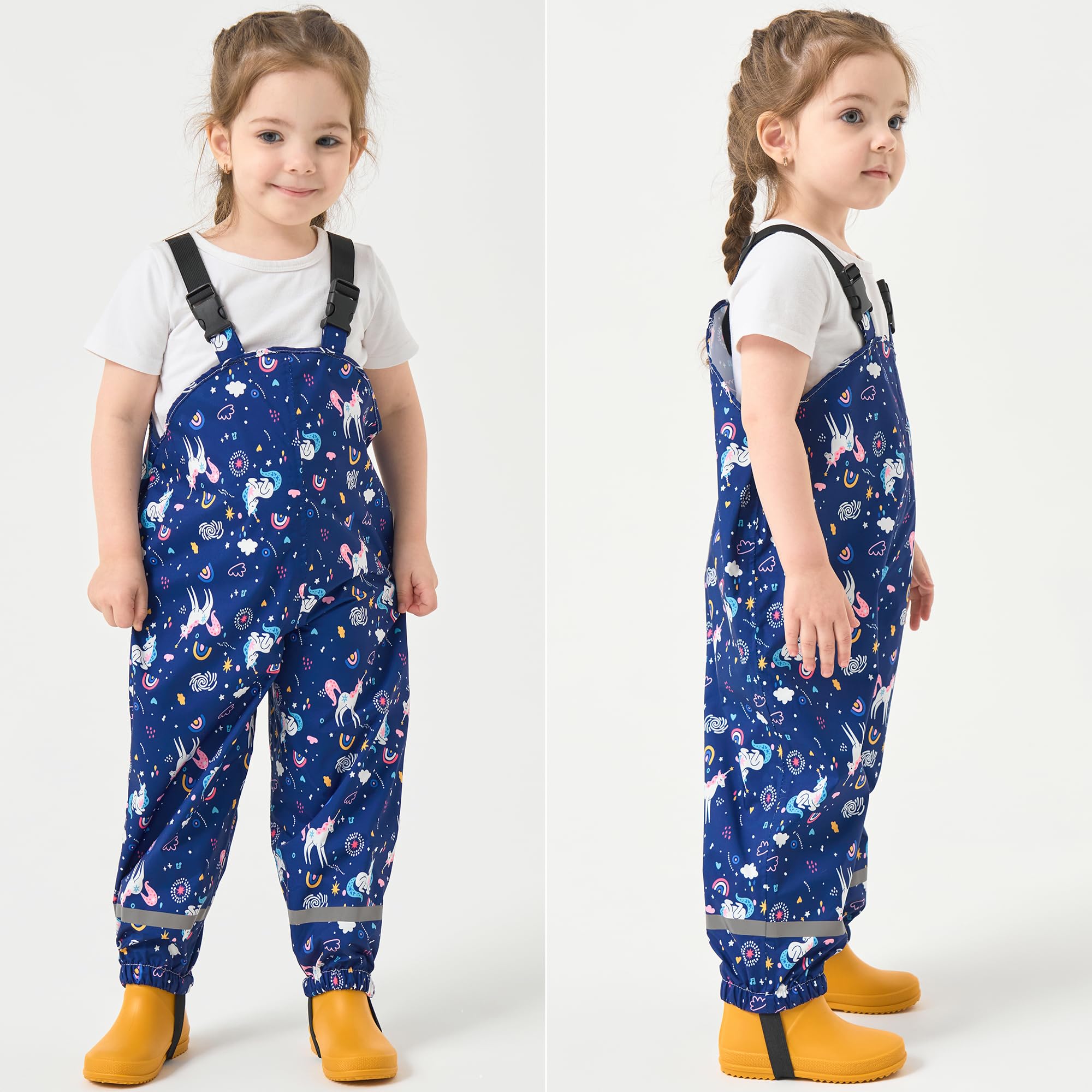 Pantalon Imperméable Filles, Pantalon de Pluie Enfant Salopette de Pluie Combinaison de Pluie Réutilisable Vêtements de Pluie
