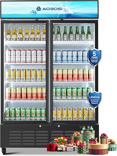 Miniatura 14 de AAOBOSI Refrigerador comercial comercial, refrigerador de pantalla de puerta de vidrio de 17.09 pies cúbicos, refrigerador vertical para bebidas