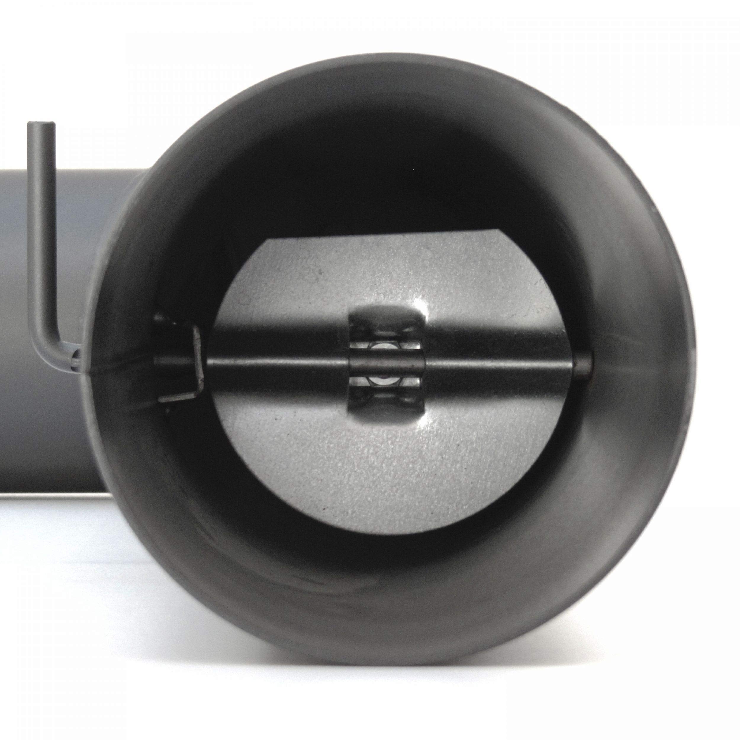 Raik Rauchrohr Ofenrohr Set 150 mm zweiteilig gussgrau 90 Grad Winkel integrierte Zugregulierung und Reinigungsöffnung 2 mm Stahl Senotherm Lackierung hitzebeständig bis 600 Grad
