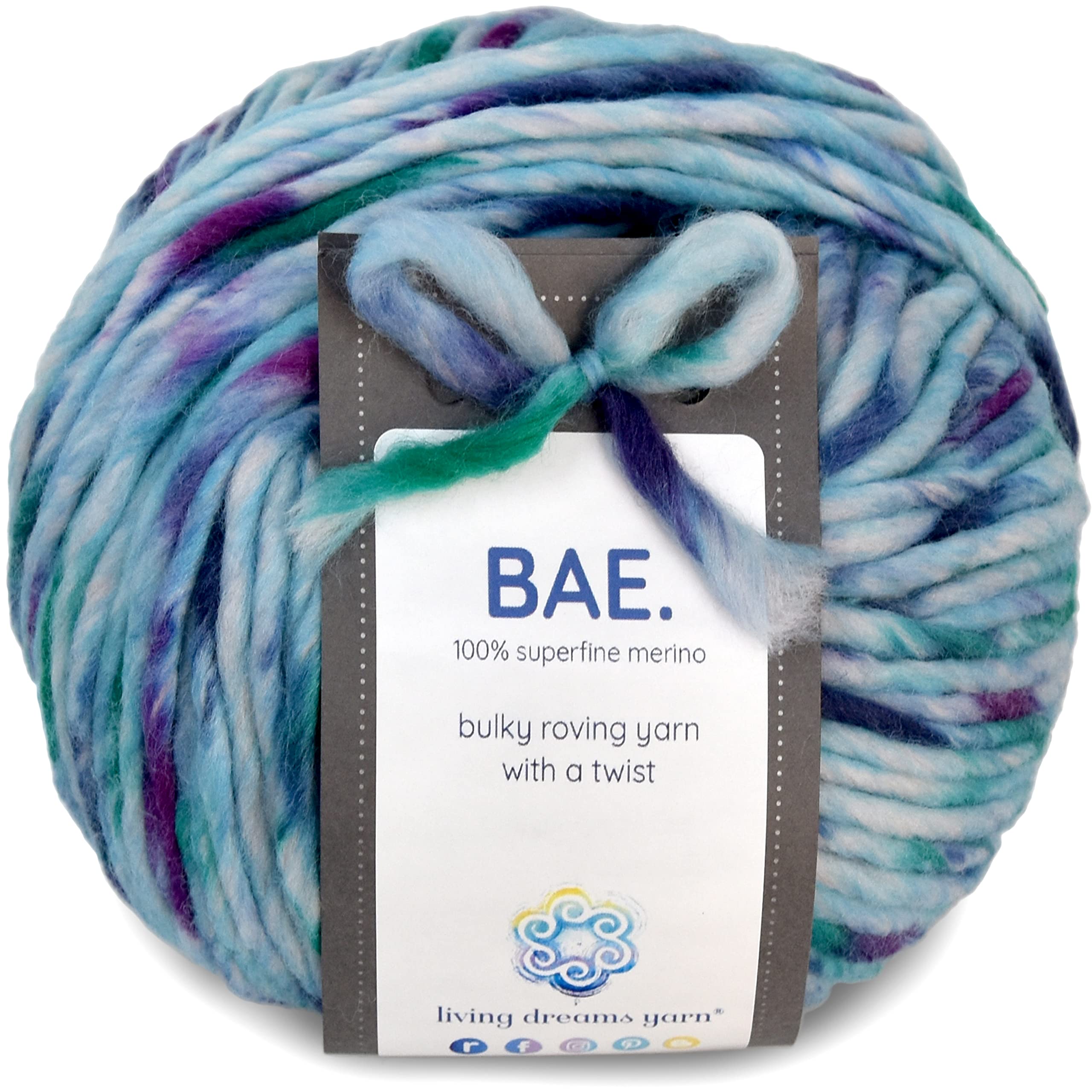 BAE by Living Dreams - Ovillo de lana de merino 100 % extrafino y voluminoso para tejidos de invierno
