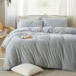 LIFETOWN 100% Jersey Knit Cotton Duvet Cover Set T-Shirt Feel Duvet Cover 3 Pieces Ultra Soft and Wrinkle Free (King, Bluish Grey)