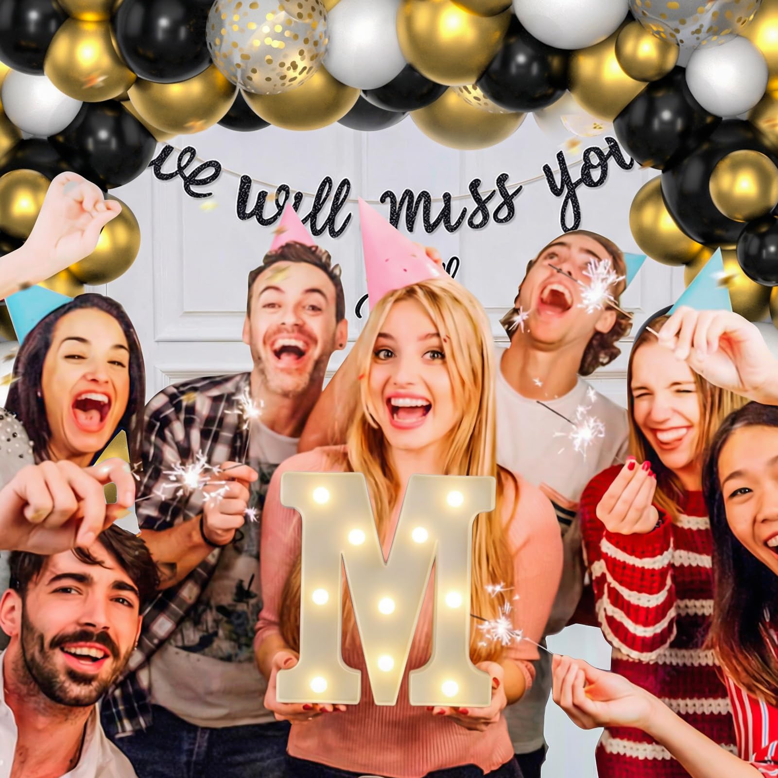 Luci a LED con lettere alfabeto, lettera luminosa a LED con luce bianca calda e fredda, LE-D lettera illuminazione luci notturne decorazione (M)