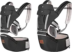 Canguru Ergonômico Bebê 12 Posições Com Assento Preto 3 Em 1
