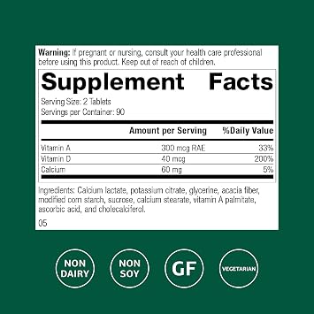 Standard Process Cataplex D - Supports Immune System, Bone Strength & Bone Health - Aids Calcium Absorption - Contains Vitamin D and Antioxidant A - Gluten-Free, Non-Dairy & Non-Soy - 180 Tablets