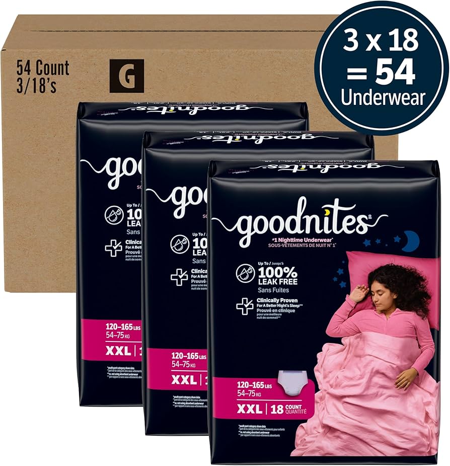 Amazon.com: Goodnites Girls' Nighttime Underwear, Size XXL (120