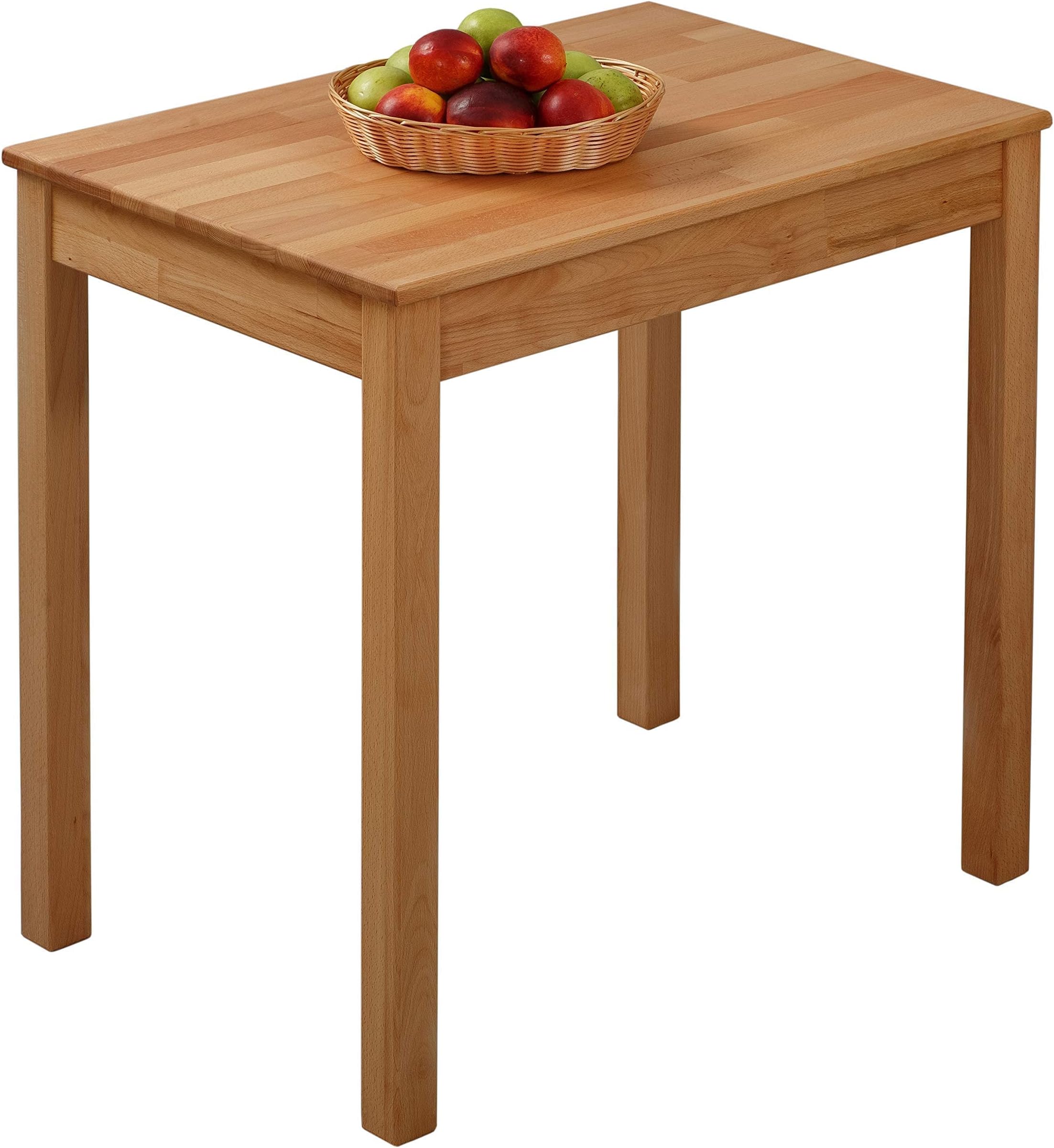 KROKWOOD Solid Wood Table Tomas - Sturdy and Stable Wooden Dining Table - Mounting Hardware Included (Beech, 70x50x75 cm)