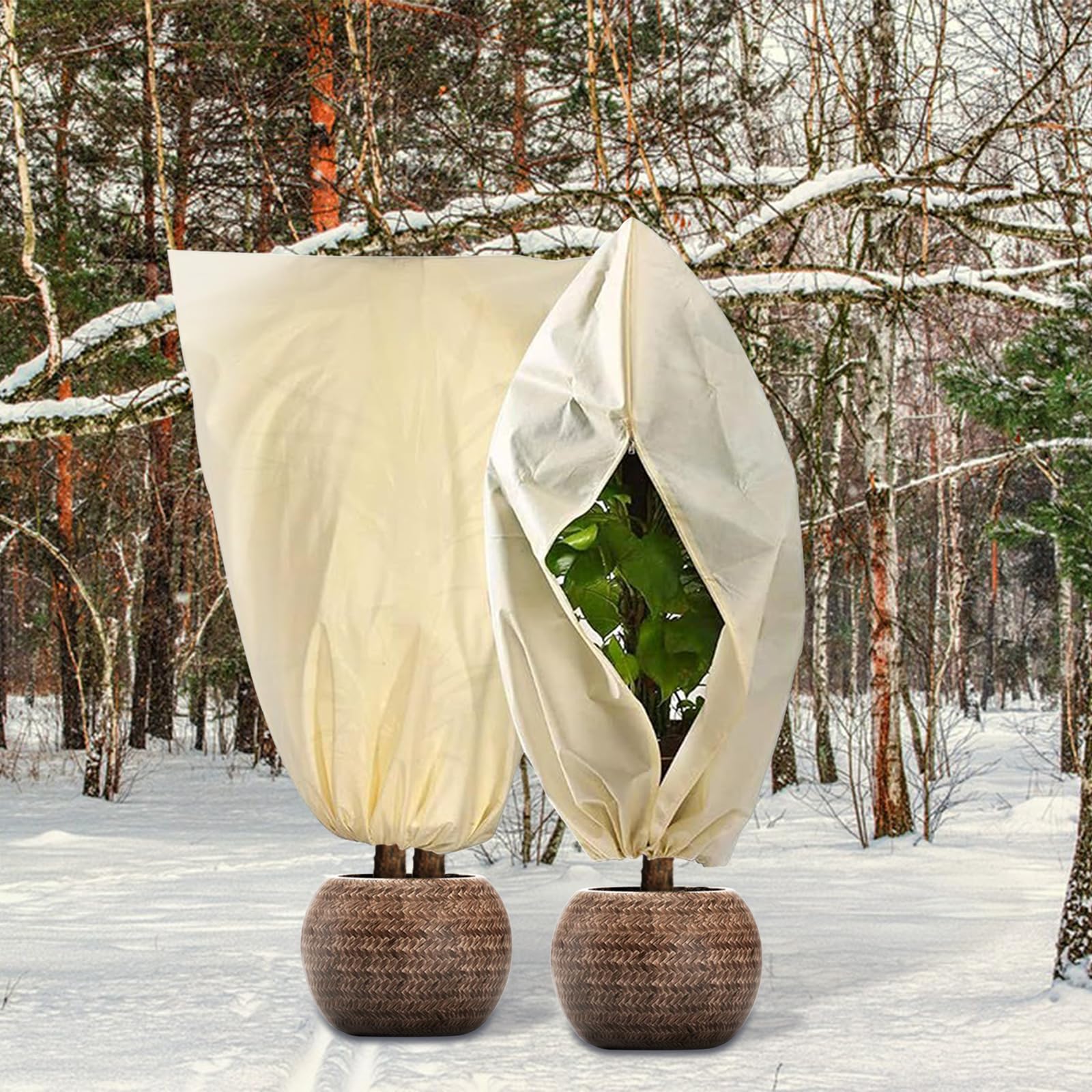 2 Protezioni Invernali Per Piante 180x120 Cm, In Tessuto Non Tessuto, Con Cerniera E Cordino, Riutilizzabili, Per Palme E Arbusti