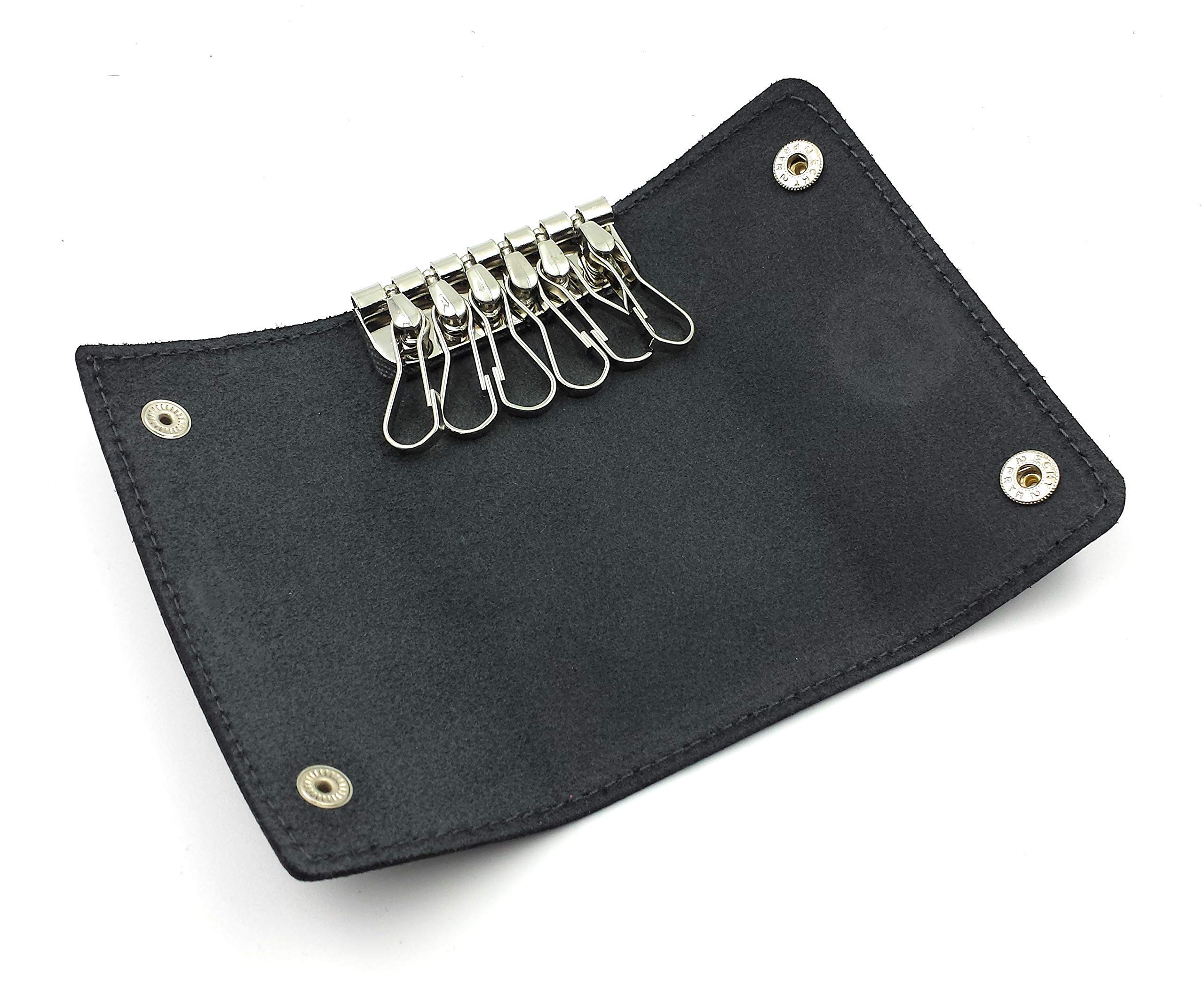Handmade franartPiel - Portallaves, estuche de 6 llaves hecho en Piel Ubrique - Alta Calidad (Negro)