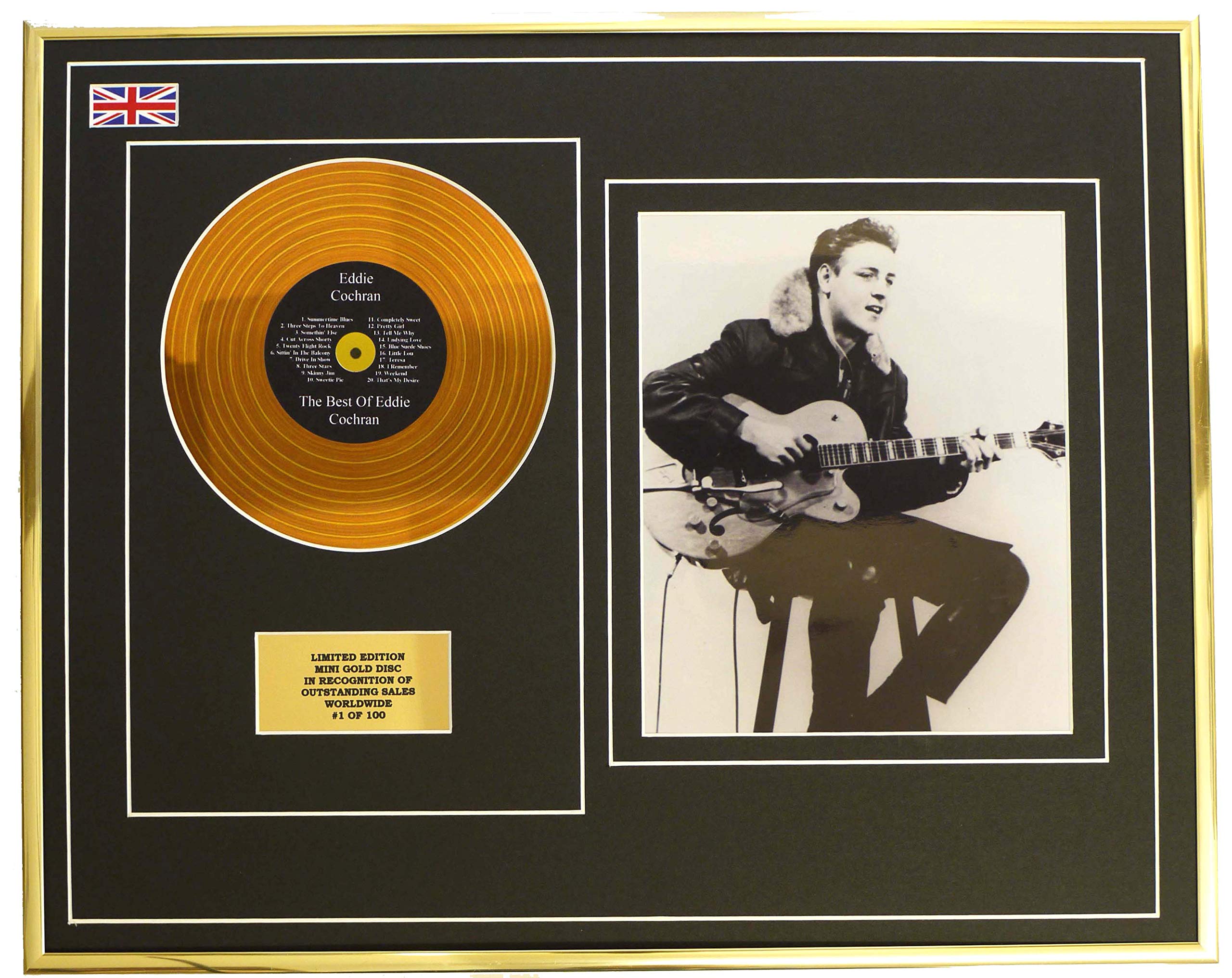 Eddie Cochran/MINI Metall Gold DISC & Foto Display/Limitierte Edition/COA/The Best of Eddie Cochran