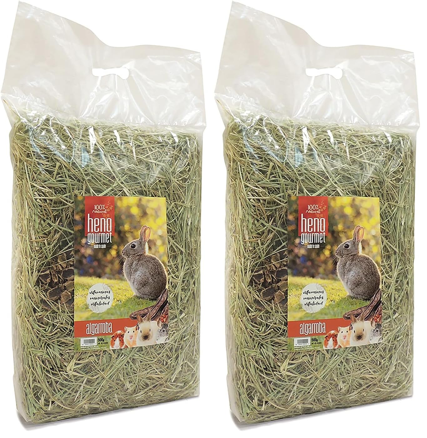 HENO GOURMET - Con Algarroba para Roedores, 500 g, 100% Natural, Alto Contenido en Fibra para Digestión y Desgaste Dental, Ideal para Conejos y Cobayas — view 3