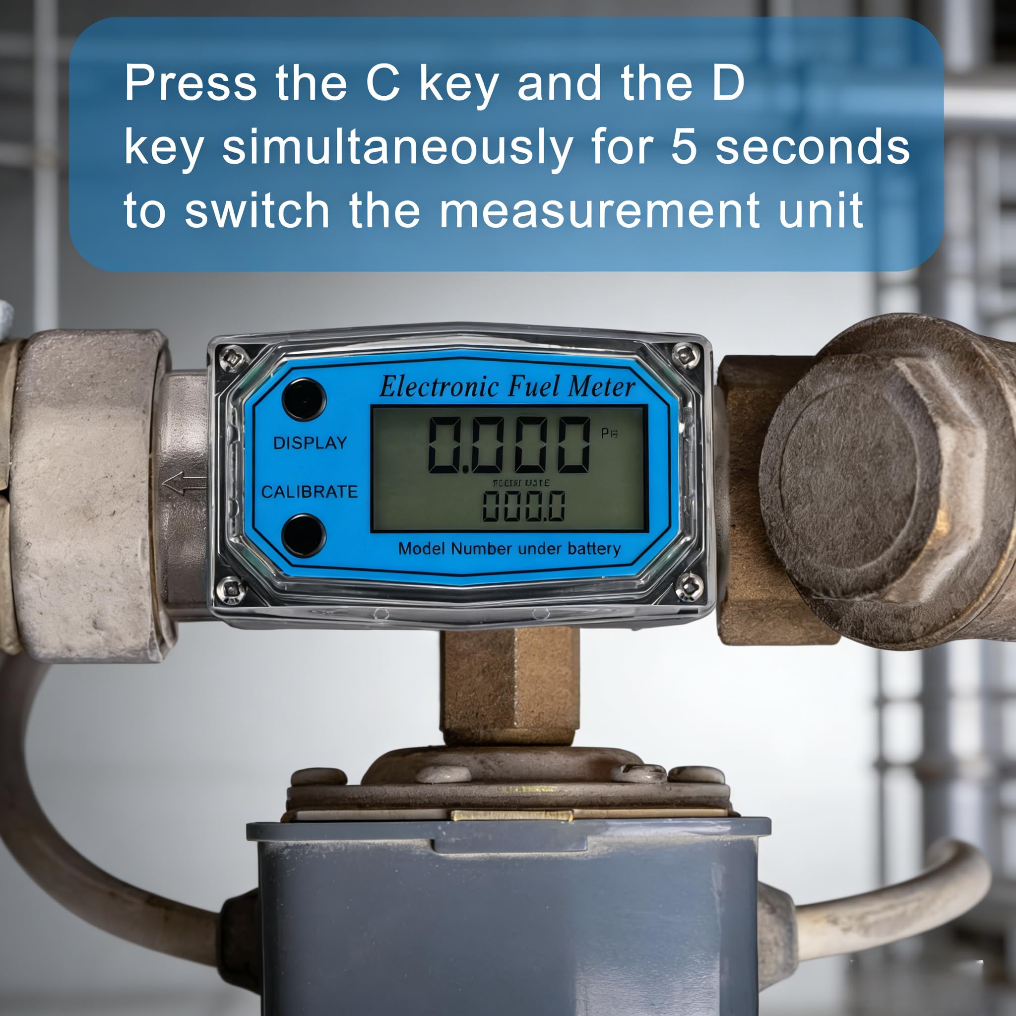 Digitaler Turbinen Durchflussmesser, Mini Kraftstoff Durchflussmesser 15-120L/Min 1" NPT Gewinde, Fuel Peak Flow Meter mit Digital LCD Display, Kerosin Benzin Kraftstoffzähler für Diesell/Kraftstoff