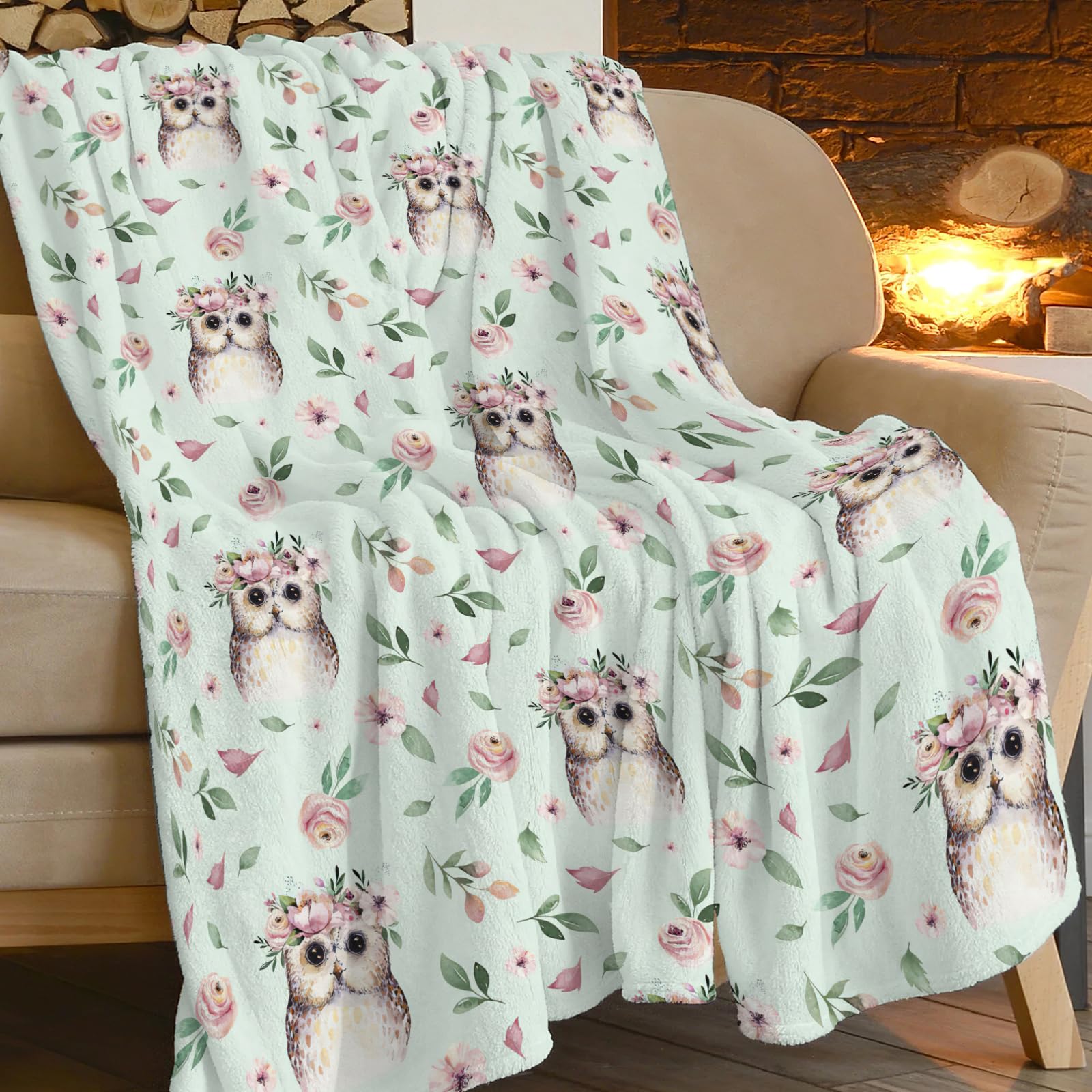 Zltegako Coperta con gufo, super accogliente, morbida, con gufo, coperta calda e soffice, regalo per donne e ragazze, in flanella, per uomini e adulti, 127 x 101 cm