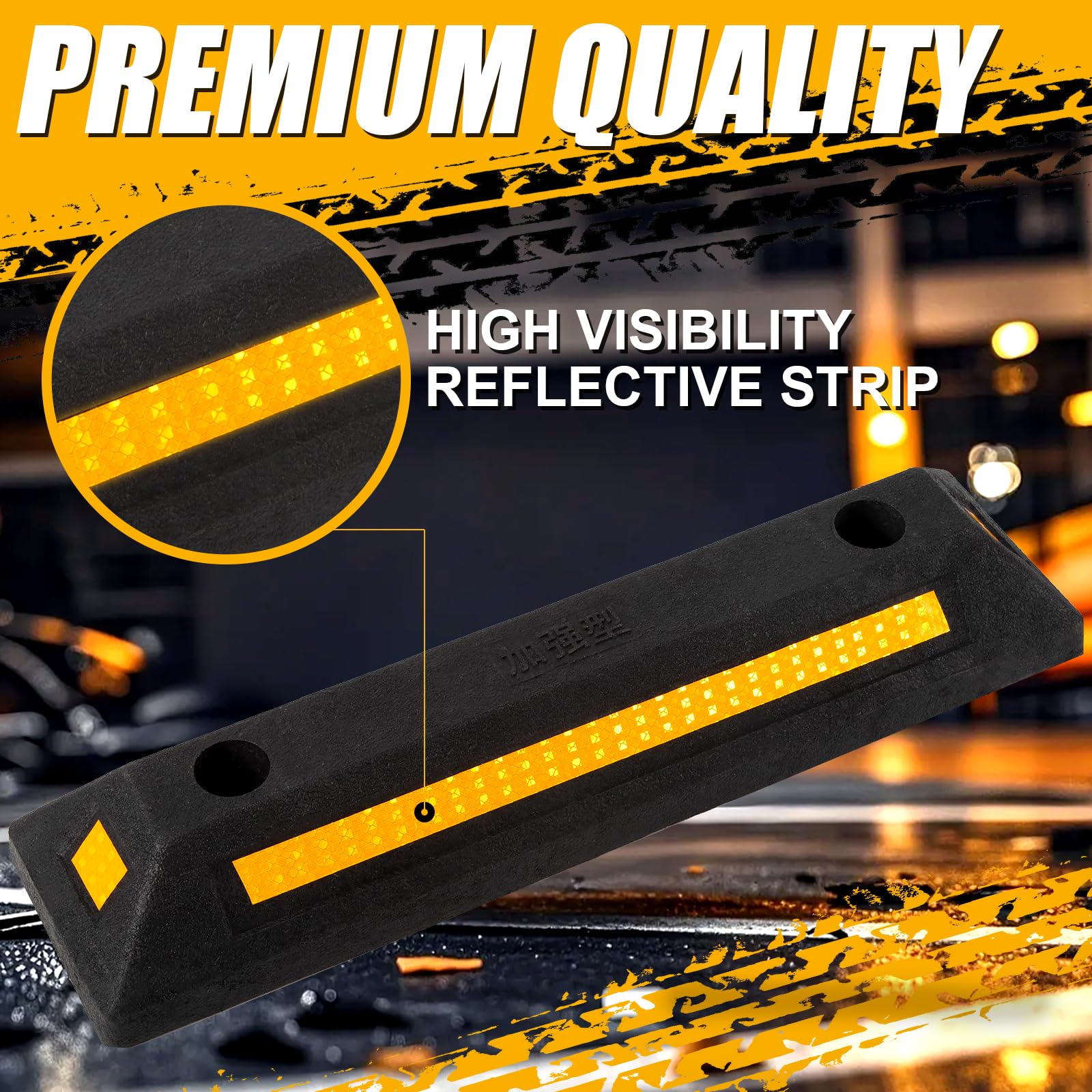 Garage Driveway Tire Stop Yescom 22-inch Rubber Parking Curb Block ...