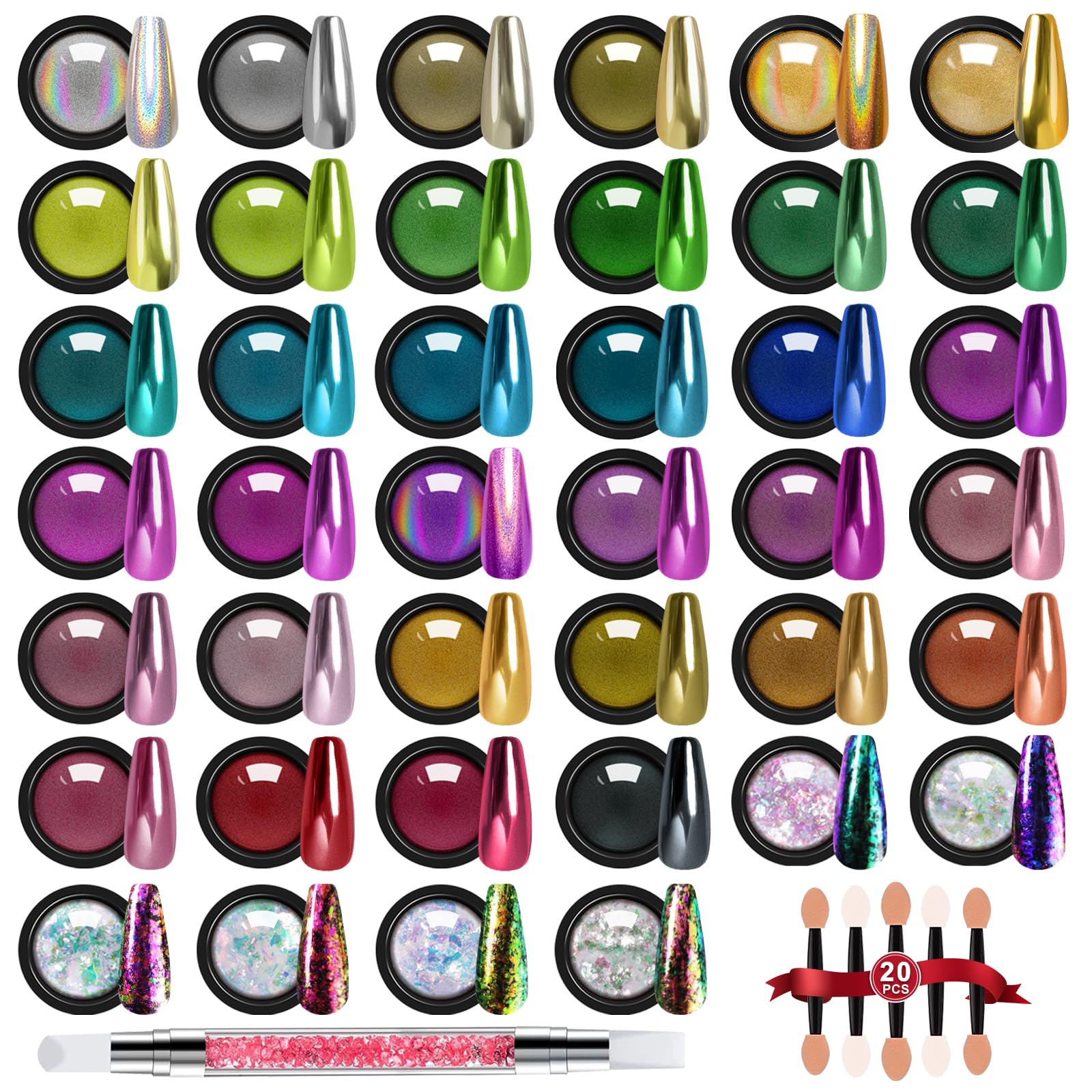 Mirror Chrome Nail Powder Set 40 Colors