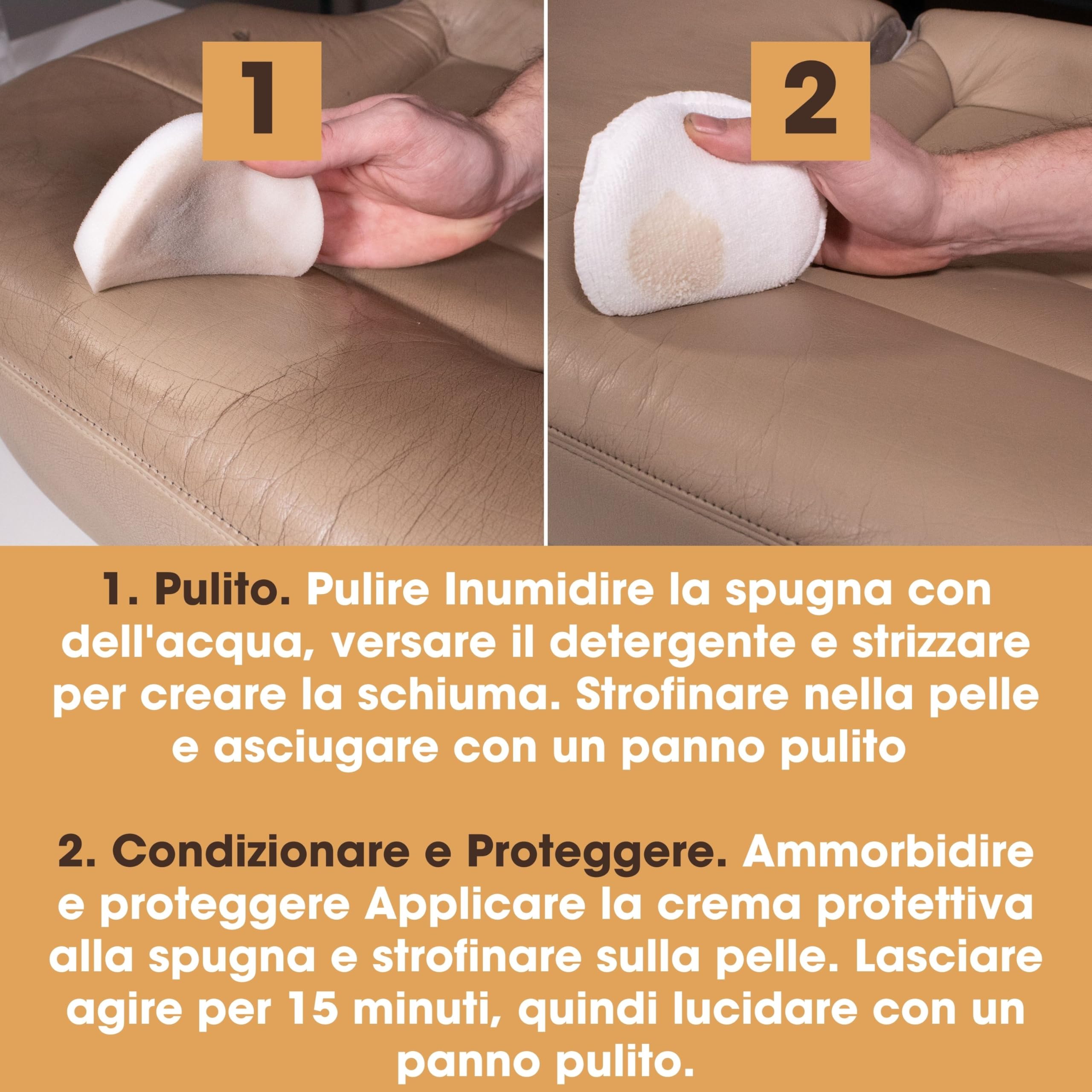 Kit per la pulizia premium per sedili auto - Kit per la cura degli interni in pelle - 250ml Detergente per la pelle e Balsamo per la pelle - Kit completo per tutti i tipi di pelle e vinile