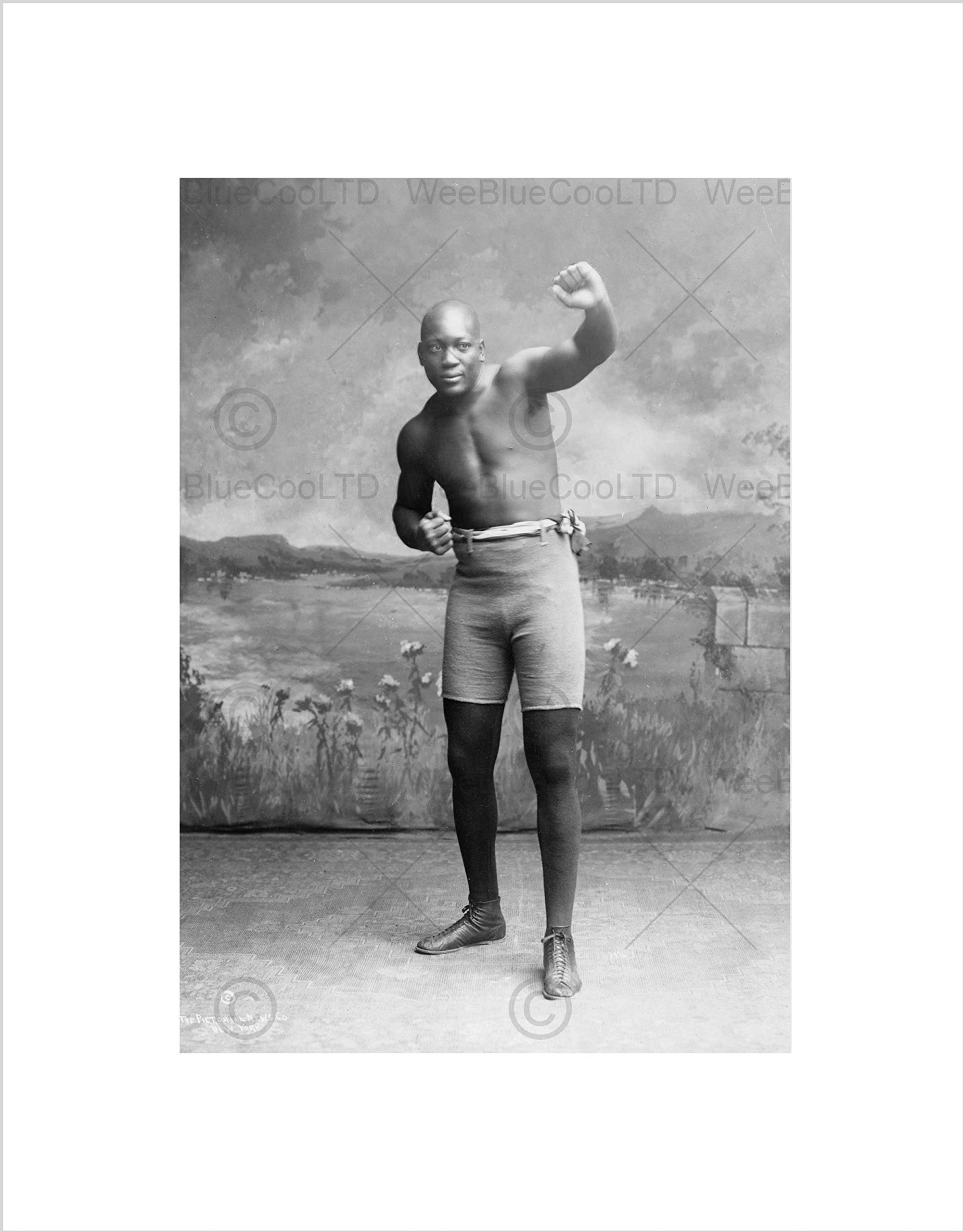 Wee Blue Coo Vintage Jack Johnson Boxer Champion World Fist Wall Art Print