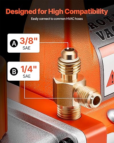 Miniatura 4 de VEVOR Bomba de vacío, 3.5 CFM 14 HP, HVAC Bomba de vacío de paletas rotativas de una sola etapa, para sistemas R134a R22 R410a, con botella de