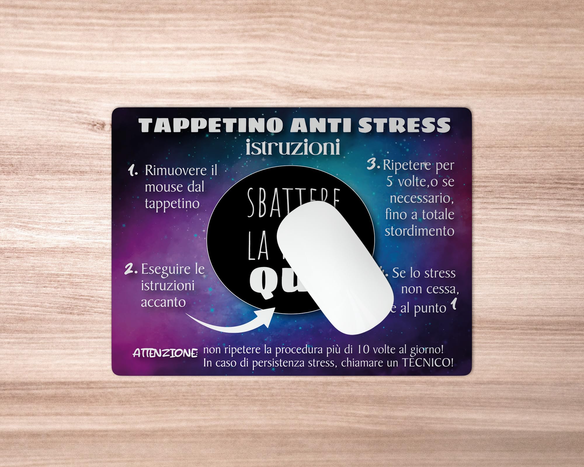 Tappetino Mouse Personalizzato instruzioni antistress - Base Antiscivolo, Facile da Pulire - Perfetto per Postazioni Gaming e di Ufficio - Idea Regalo per Compleanno, Colleghi di Lavoro 21,5x18cm